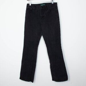 Lauren Ralph‎ Lauren Womens Black Classic Bootcut Denim Jean Size 6 Embellished